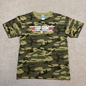 Vtg Top Gun Shirt Mens Medium Green Camo Military Movie Promo Tee Paramount 2006